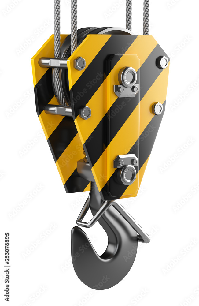 Crane hook hanging on steel ropes. Crane hook hanging on steel ropes.