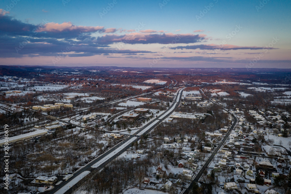 Aerial Landscape of Snow in Clinton New Jersey