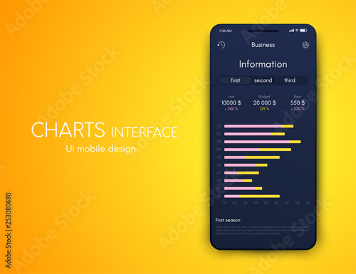 Mobile phone application for analytics. stock vector