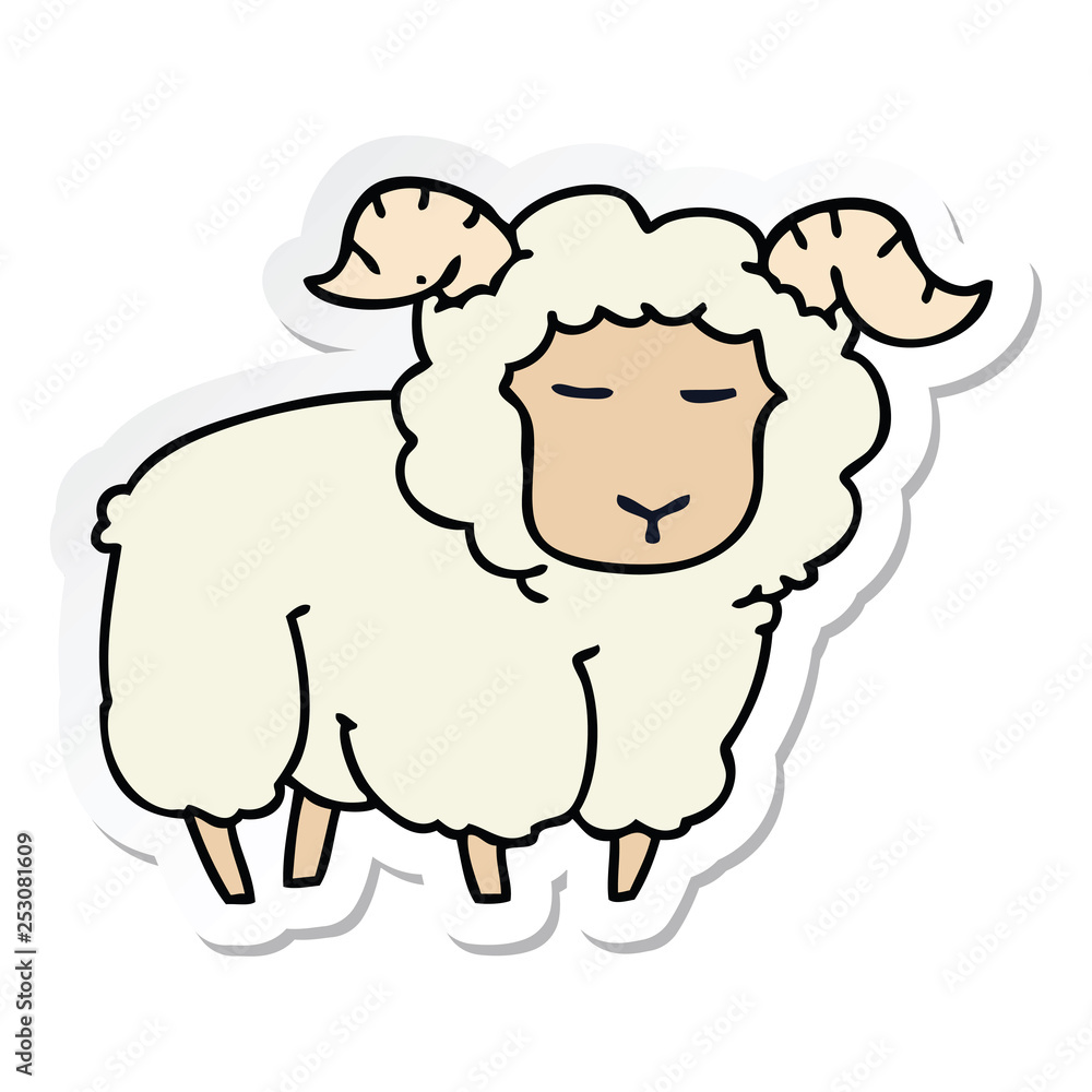 sticker of a quirky hand drawn cartoon ram sticker of a quirky hand drawn cartoon ram