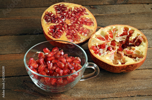 A juicy shelled pomegranate