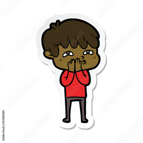 sticker of a cartoon curious man