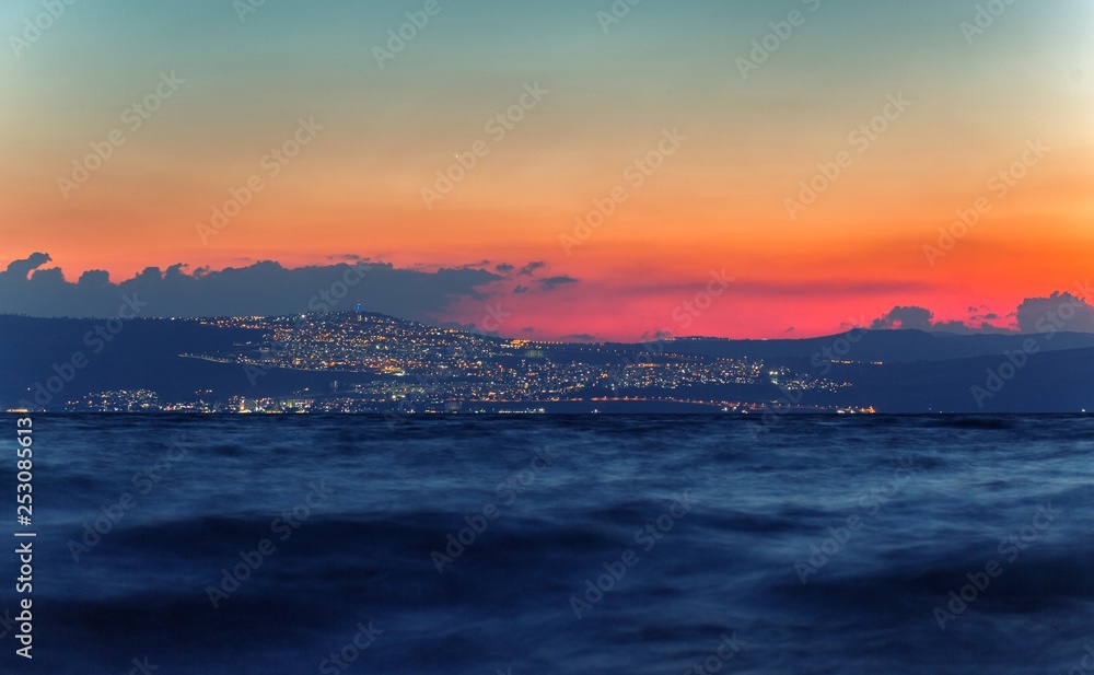 View on Tiberias from the sea of galilee View on Tiberias from the sea of galilee