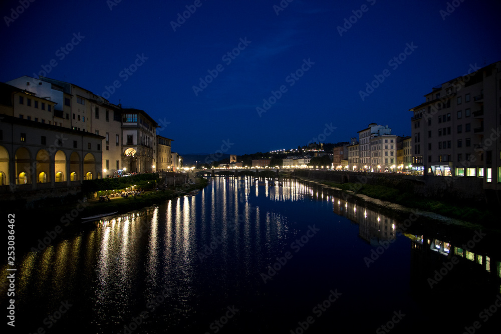 Florence, river Arno at night