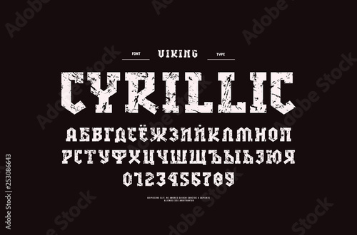 Cyrillic slab serif font in military style
