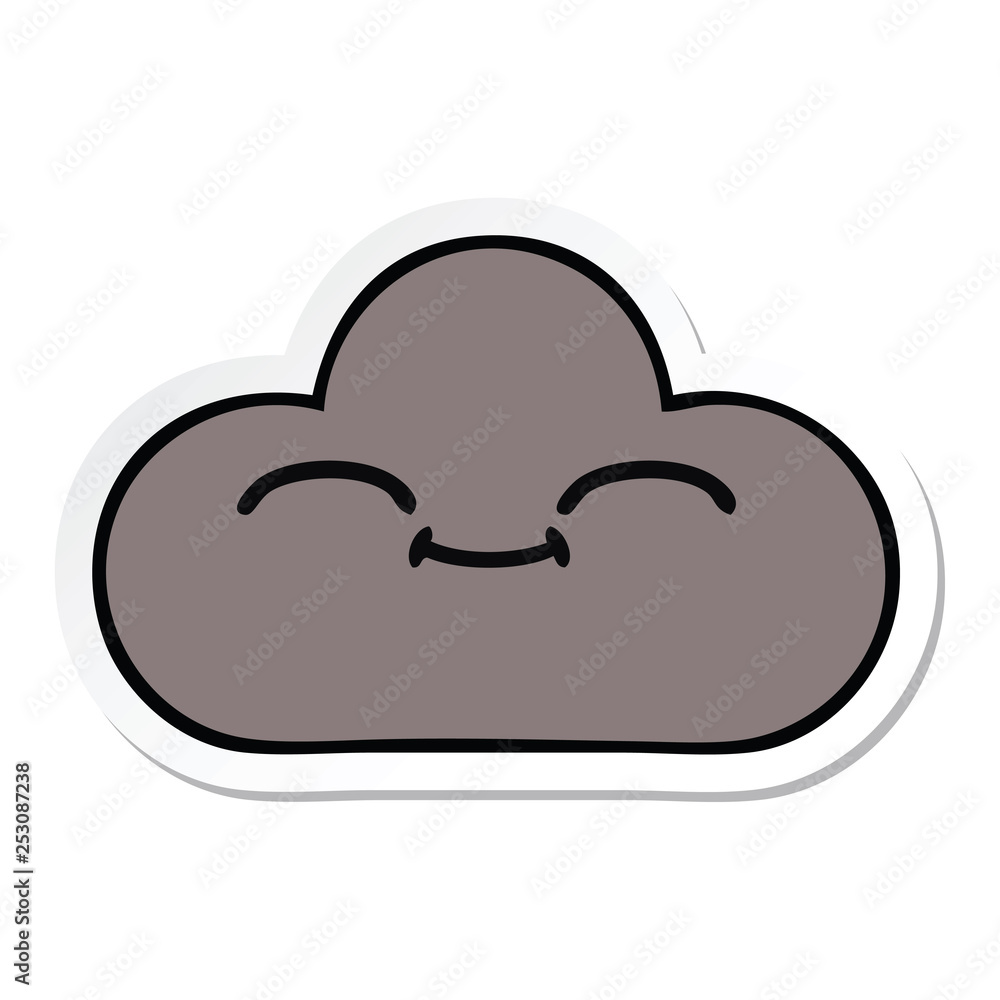 sticker of a cute cartoon storm cloud sticker of a cute cartoon storm cloud