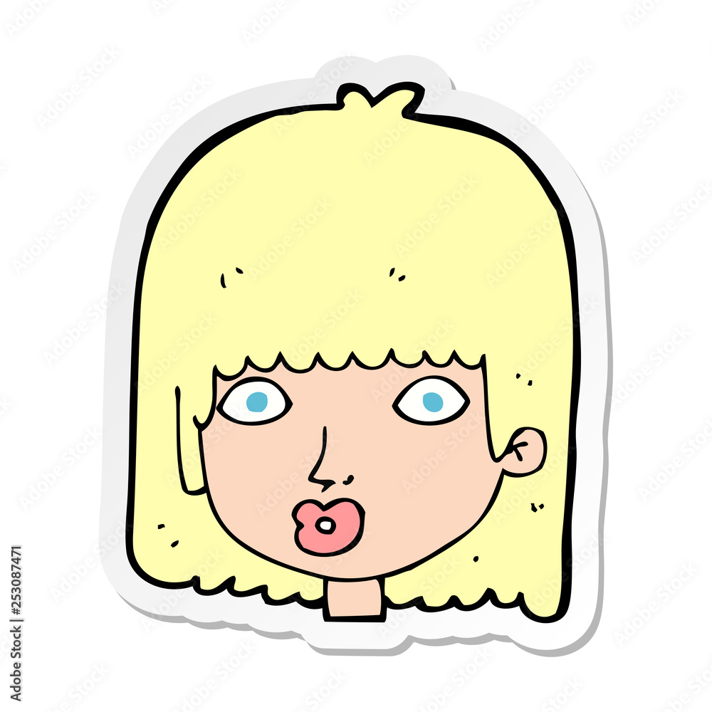 sticker of a cartoon surprised woman sticker of a cartoon surprised woman