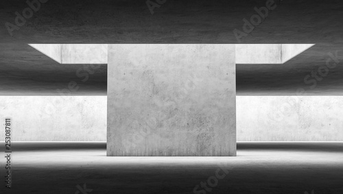 Elegant clear concrete floor and large blank wall with nature light. Interior concept background. Modern urban style. 3D rendering.