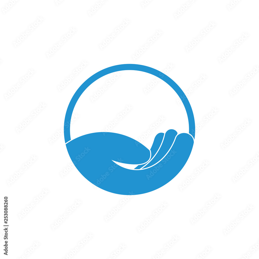 simple lay hand circle geometric care symbol vector simple lay hand circle geometric care symbol vector