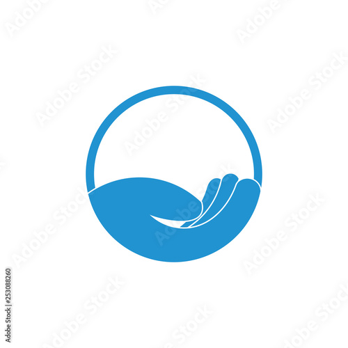 simple lay hand circle geometric care symbol vector