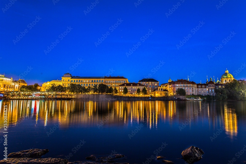 Fototapeta premium Night Prague city background