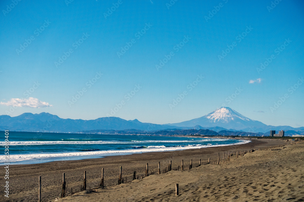 Mt. Fuji from Shonan beach, Kanagawa, Japan
