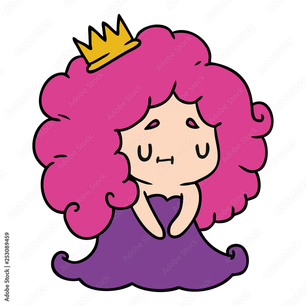 cartoon of a cute kawaii princess girl cartoon of a cute kawaii princess girl