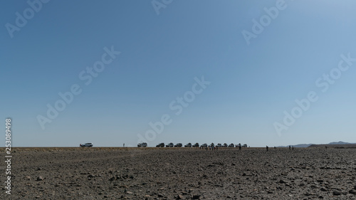 Fotografie Tourists are driven to the Danakil Depression in Ethiopia by convoys