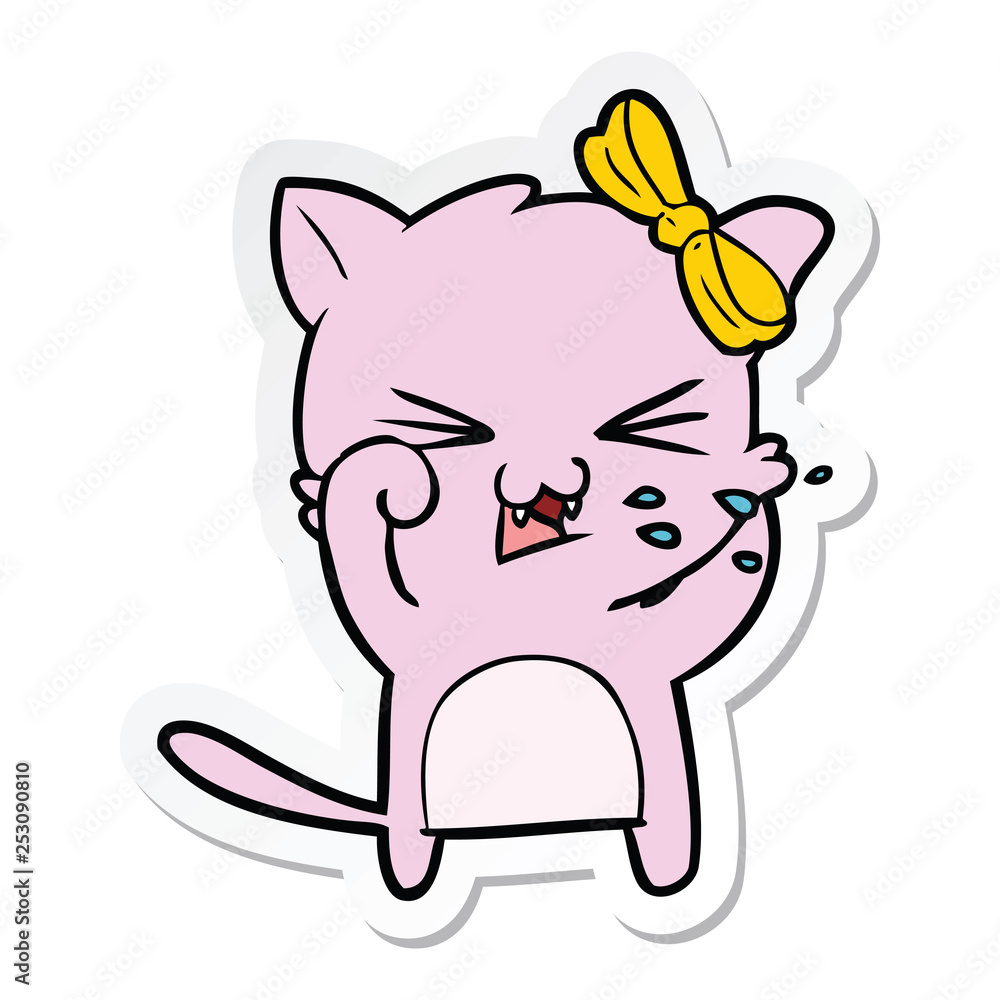 sticker of a cartoon cat sticker of a cartoon cat