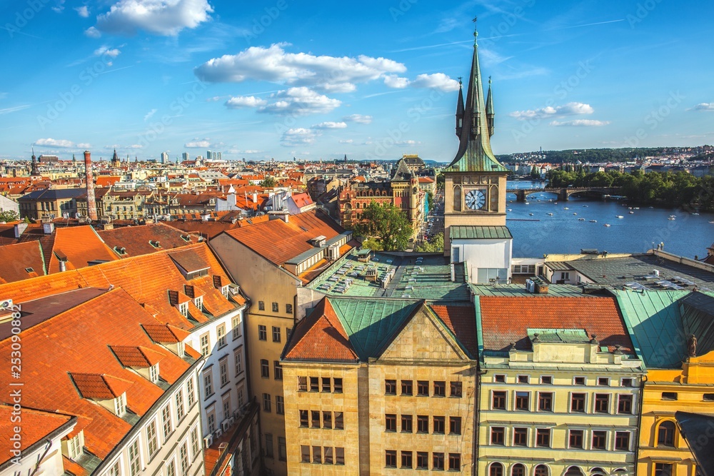 Prague and vltava river view background