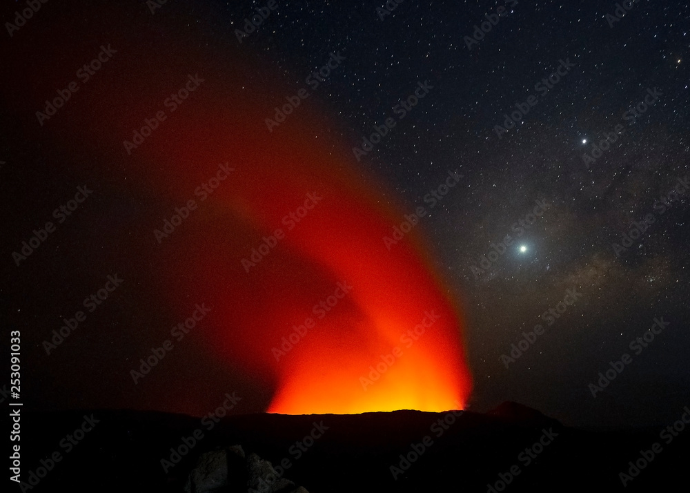 Erte Ale Volcano and Milky Way in Danakil Depression