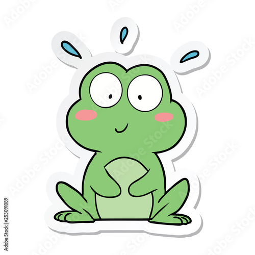 sticker of a cute cartoon frog