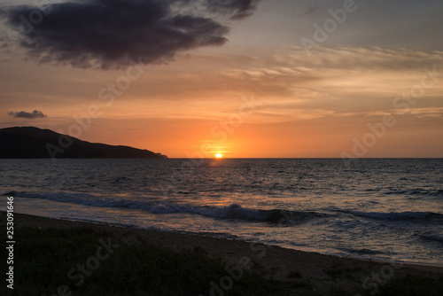 Beautiful and colorful sunset landscape at Golfo de Cariaco, Sucre State