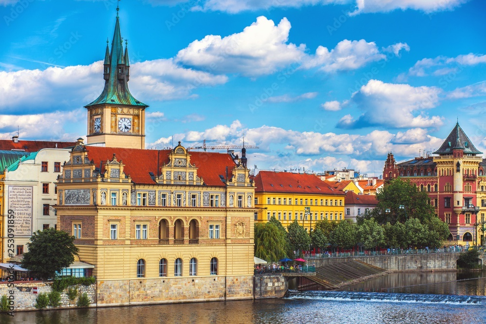 Fototapeta premium Prague and vltava river view background