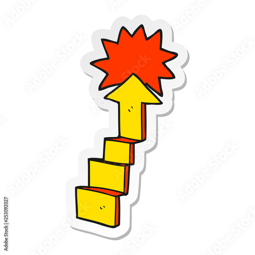 sticker of a cartoon stepping up arrow