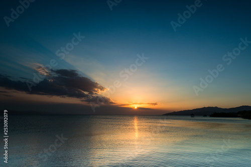 Beautiful and colorful sunset landscape at Golfo de Cariaco, Sucre State