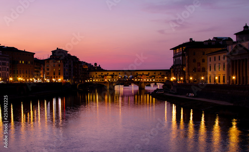 florence,tuscany/Italy 20 february 2019 : the ponte vechio bridge snapshot taken at golden hour beautiful colors and excellent architecture © Giorgio Tzitzi
