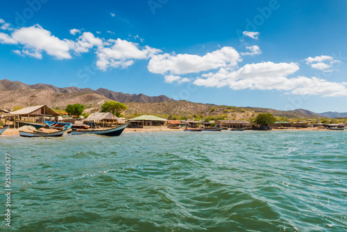 Boats anchored at Golfo de Cariaco Coast, Sucre State - Venezuela photo