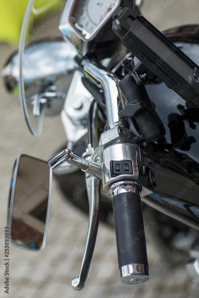 Handlebar and break lever of motorcycle Handlebar and break lever of motorcycle