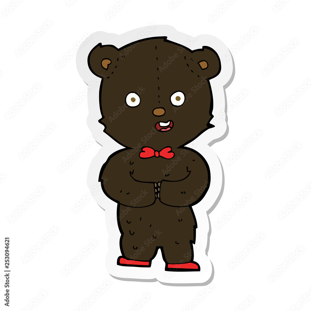sticker of a cartoon teddy black bear sticker of a cartoon teddy black bear