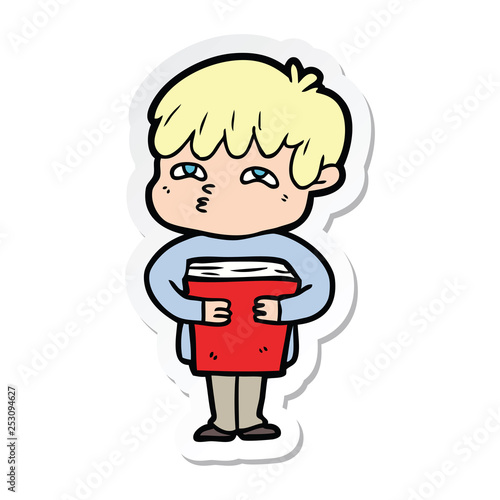 sticker of a cartoon curious man