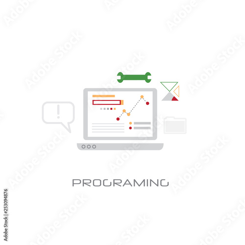 software development computer programming concept line style white background