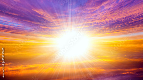 Obraz na płótnie Abstract big explosion . Light from sky . Religion background . beautiful cloud . background sky at sunset and dawn . w salonie