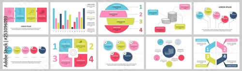 Vector infographics set. Collection of templates for cycle diagram, graph, presentation and round chart. Business concept with options, parts, steps or processes.