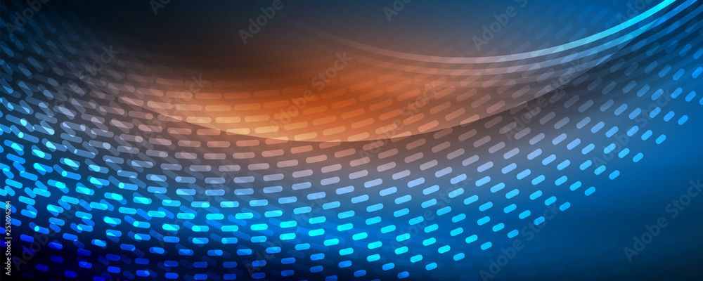 Glowing light particles in dark neon space, magic glow shiny abstract background Glowing light particles in dark neon space, magic glow shiny abstract background