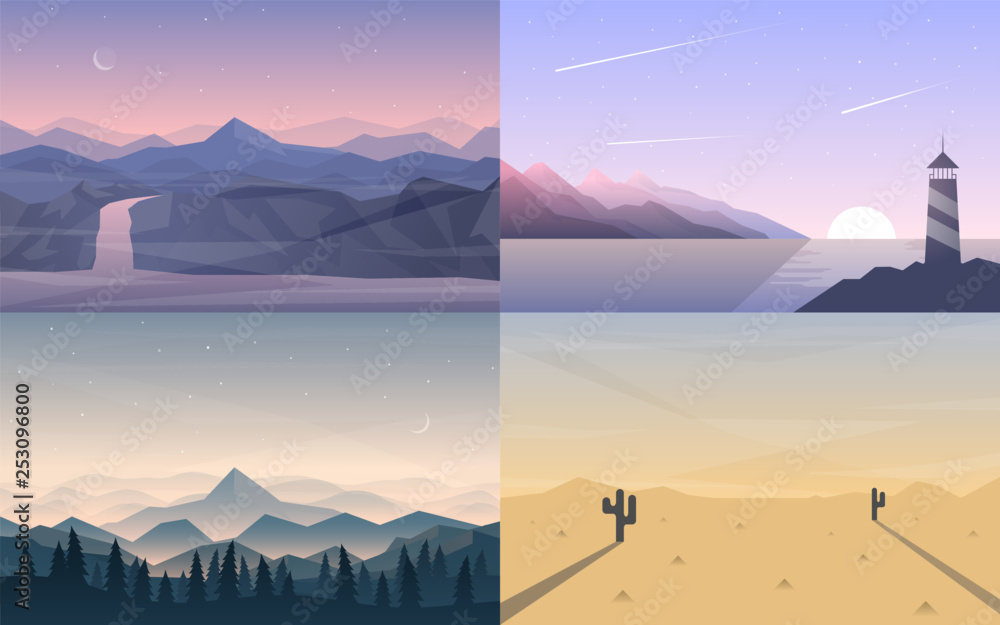 Vector landscapes in a minimalist style Stock Vector | Adobe Stock