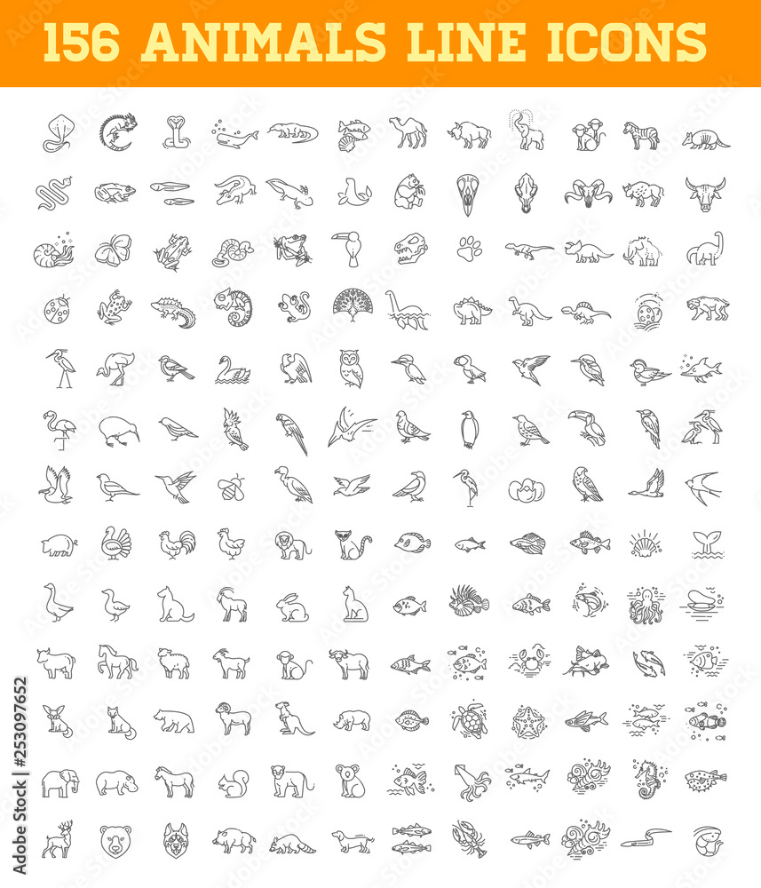 © tettygreen - Line animals concepts. Vector thin Icons set © tettygreen - Line animals concepts. Vector thin Icons set