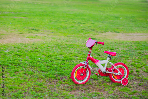 Kids pink bicycle background.