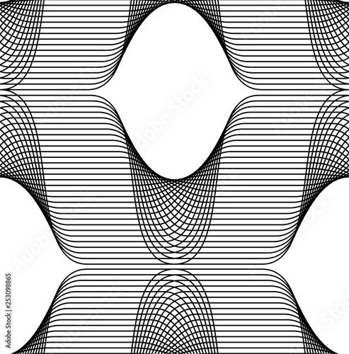 Abstract vector seamless op art pattern. Monochrome moire graphic ornament