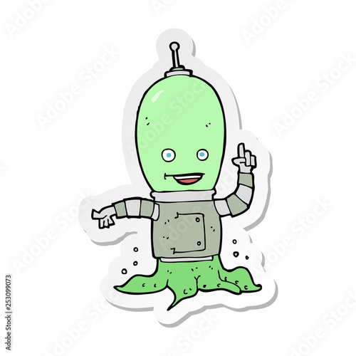 sticker of a cartoon alien spaceman
