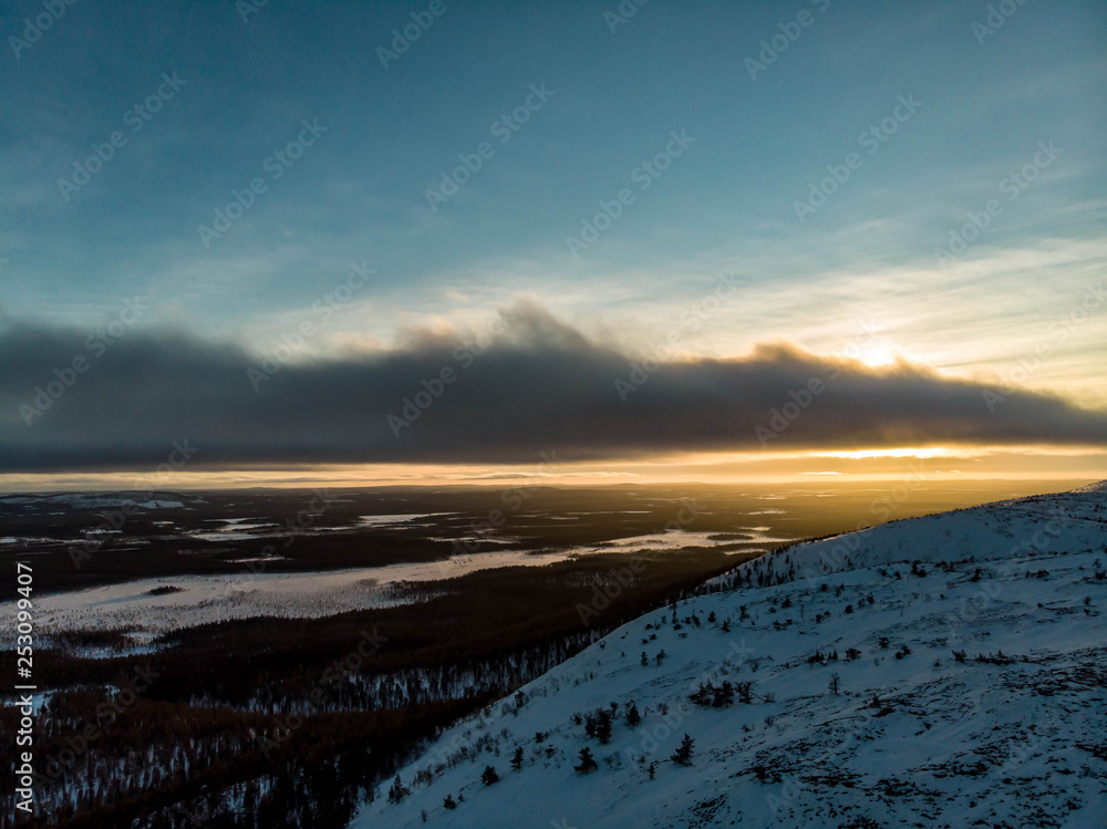 Fototapeta premium Sunset in Lapland Finland
