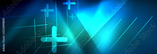 Neon glowing techno lines, hi-tech futuristic abstract background template with lines