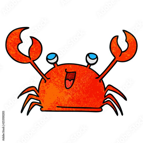 quirky hand drawn cartoon happy crab