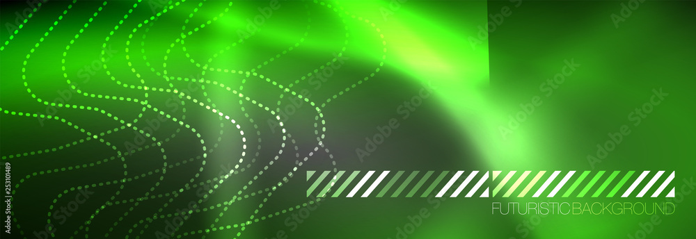 Naklejka premium Glowing neon abstract lines, techno futuristic template