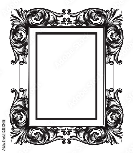 Baroque Mirror frame. Vector French Luxury rich intricate ornaments. Victoria...