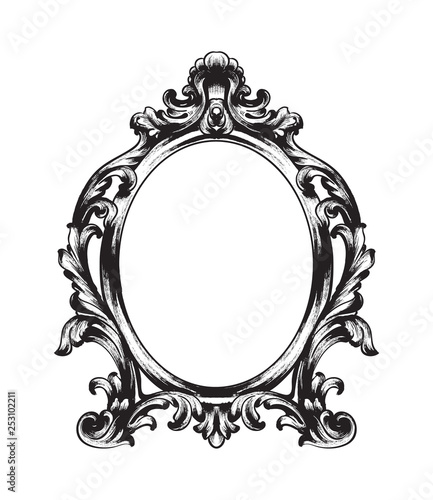 Baroque Mirror frame. Vector French Luxury rich intricate ornaments. Victorian Royal Style decors