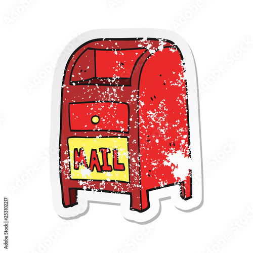 retro distressed sticker of a cartoon mail box