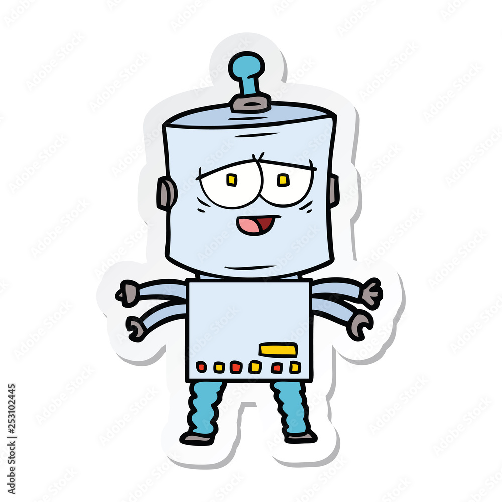 sticker of a cartoon robot sticker of a cartoon robot