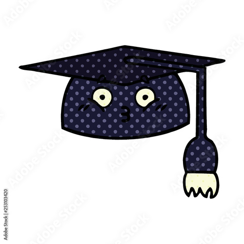 comic book style cartoon graduation hat