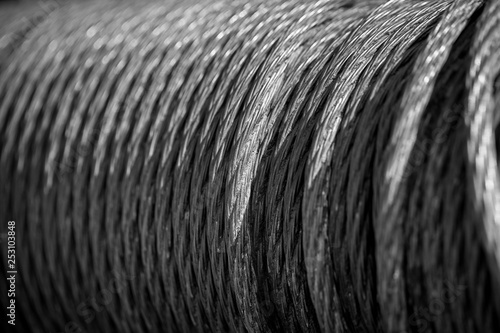 Old dirty rusty vintage metal ropes background
